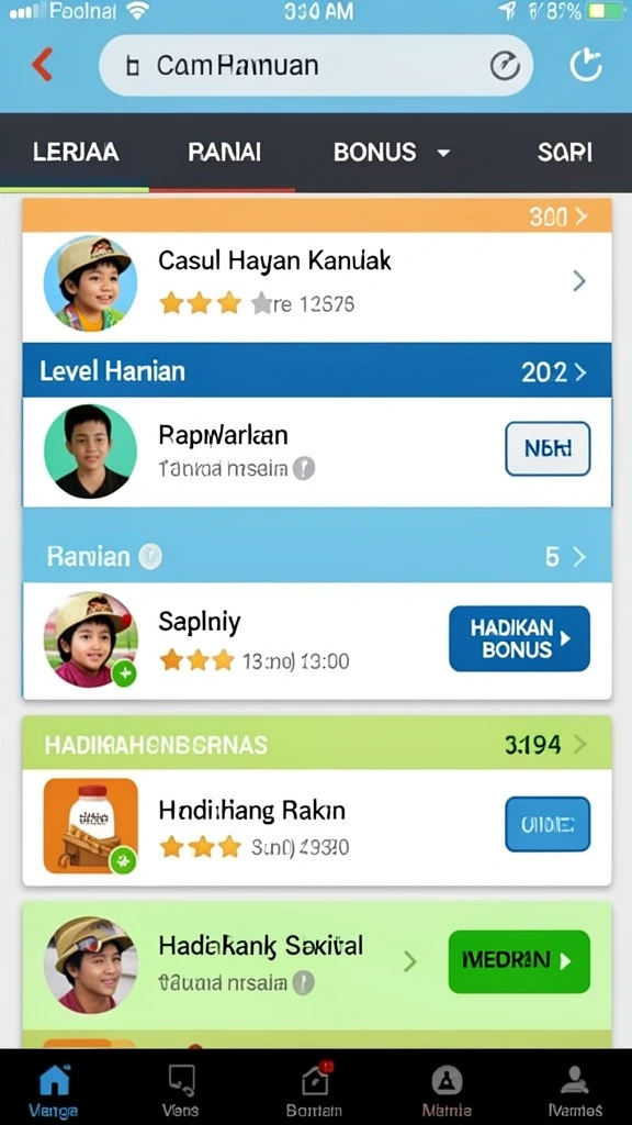 Screenshot menampilkan layar utama permainan dengan antarmuka user-friendly.